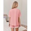 Ekouaer Soft Pajamas set for Women Loose Lounge Set Crew Neck T-Shirts Top and Sport Shorts Tracksuit with Pockets(Light Coral)