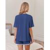 Ekouaer Soft Pajamas set for Women Loose Lounge Set Crew Neck T-Shirts Top and Sport Shorts Tracksuit with Pockets(Prussian Blue)
