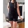 Ekouaer Women Lightweight Summer Pajama Soft Pj Set Sleepwear Tank Top Shorts with Pocket Loungewear Set S-XXL(Black)