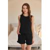 Ekouaer Women Lightweight Summer Pajama Soft Pj Set Sleepwear Tank Top Shorts with Pocket Loungewear Set S-XXL(Black)
