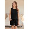 Ekouaer Women Lightweight Summer Pajama Soft Pj Set Sleepwear Tank Top Shorts with Pocket Loungewear Set S-XXL(Black Pink)