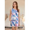 Ekouaer Women Lightweight Summer Pajama Soft Pj Set Sleepwear Tank Top Shorts with Pocket Loungewear Set S-XXL(Blue Pink Tie Dye)