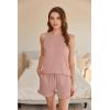 Ekouaer Women Lightweight Summer Pajama Soft Pj Set Sleepwear Tank Top Shorts with Pocket Loungewear Set S-XXL(Pink)