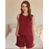 Ekouaer Women Lightweight Summer Pajama Soft Pj Set Sleepwear Tank Top Shorts with Pocket Loungewear Set S-XXL(Wine Red)