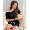 Ekouaer Women Ribbed Knit Pajama Sets, Short Sleeve Top and Shorts 2 Piece Soft Pjs Sleepwear with Pockets Lounge Sets S-XXL(Black)