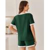 Ekouaer Women Ribbed Knit Pajama Sets, Short Sleeve Top and Shorts 2 Piece Soft Pjs Sleepwear with Pockets Lounge Sets S-XXL(Dark Green)