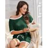 Ekouaer Women Ribbed Knit Pajama Sets, Short Sleeve Top and Shorts 2 Piece Soft Pjs Sleepwear with Pockets Lounge Sets S-XXL(Dark Green)