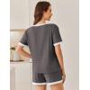 Ekouaer Women Ribbed Knit Pajama Sets, Short Sleeve Top and Shorts 2 Piece Soft Pjs Sleepwear with Pockets Lounge Sets S-XXL(Dark Grey)