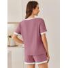 Ekouaer Women Ribbed Knit Pajama Sets, Short Sleeve Top and Shorts 2 Piece Soft Pjs Sleepwear with Pockets Lounge Sets S-XXL(Deep Pink)