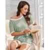 Ekouaer Women Ribbed Knit Pajama Sets, Short Sleeve Top and Shorts 2 Piece Soft Pjs Sleepwear with Pockets Lounge Sets S-XXL(Light Green)