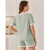 Ekouaer Women Ribbed Knit Pajama Sets, Short Sleeve Top and Shorts 2 Piece Soft Pjs Sleepwear with Pockets Lounge Sets S-XXL(Light Green)