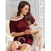 Ekouaer Women Ribbed Knit Pajama Sets, Short Sleeve Top and Shorts 2 Piece Soft Pjs Sleepwear with Pockets Lounge Sets S-XXL(Wine Red)