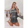 Ekouaer Women Satin Pajamas Set Ruffle Sleeves Silk Pj Set Soft V Neck Sleepwear Loungewear(Gray)