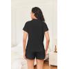 Ekouaer Womens Button Down Pajamas Set 2 Piece Sleepwear Short Sleeve Pjs Soft Stripe Lounge Sets(Black)