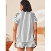 Ekouaer Womens Button Down Pajamas Set 2 Piece Sleepwear Short Sleeve Pjs Soft Stripe Lounge Sets(Black White Stripe)