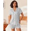 Ekouaer Womens Button Down Pajamas Set 2 Piece Sleepwear Short Sleeve Pjs Soft Stripe Lounge Sets(Black White Stripe)