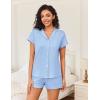 Ekouaer Womens Button Down Pajamas Set 2 Piece Sleepwear Short Sleeve Pjs Soft Stripe Lounge Sets(Blue)