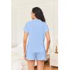 Ekouaer Womens Button Down Pajamas Set 2 Piece Sleepwear Short Sleeve Pjs Soft Stripe Lounge Sets(Blue)