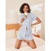 Ekouaer Womens Button Down Pajamas Set 2 Piece Sleepwear Short Sleeve Pjs Soft Stripe Lounge Sets(Blue White Stripe)