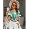 Ekouaer Womens Button Down Pajamas Set 2 Piece Sleepwear Short Sleeve Pjs Soft Stripe Lounge Sets(Green White Stripe)