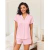 Ekouaer Womens Button Down Pajamas Set 2 Piece Sleepwear Short Sleeve Pjs Soft Stripe Lounge Sets(Pink)
