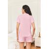 Ekouaer Womens Button Down Pajamas Set 2 Piece Sleepwear Short Sleeve Pjs Soft Stripe Lounge Sets(Pink)