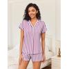 Ekouaer Womens Button Down Pajamas Set 2 Piece Sleepwear Short Sleeve Pjs Soft Stripe Lounge Sets(Purple White Stripe)