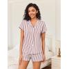 Ekouaer Womens Button Down Pajamas Set 2 Piece Sleepwear Short Sleeve Pjs Soft Stripe Lounge Sets(Red White Stripe)
