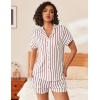Ekouaer Womens Button Down Pajamas Set 2 Piece Sleepwear Short Sleeve Pjs Soft Stripe Lounge Sets(Red White Stripe)