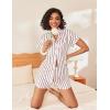 Ekouaer Womens Button Down Pajamas Set 2 Piece Sleepwear Short Sleeve Pjs Soft Stripe Lounge Sets(Red White Stripe)
