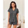 Ekouaer Womens Button Down Pajamas Set 2 Piece Sleepwear Short Sleeve Pjs Soft Stripe Lounge Sets(White Black Stripe)