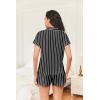 Ekouaer Womens Button Down Pajamas Set 2 Piece Sleepwear Short Sleeve Pjs Soft Stripe Lounge Sets(White Black Stripe)