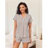 Ekouaer Womens Button Down Pajamas Set 2 Piece Sleepwear Short Sleeve Pjs Soft Stripe Lounge Sets(Yellow White Stripe)