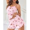 Ekouaer Womens Cami Pajama Sets 2 Piece Cute Print Pjs Soft Tank Top & Elastic Waist Shorts Camisole Lounge Set(Pink Dogs)