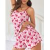 Ekouaer Womens Cami Pajama Sets 2 Piece Cute Print Pjs Soft Tank Top & Elastic Waist Shorts Camisole Lounge Set(Pink Love Heart)