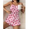 Ekouaer Womens Cami Pajama Sets 2 Piece Cute Print Pjs Soft Tank Top & Elastic Waist Shorts Camisole Lounge Set(Pink Love Heart)