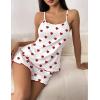Ekouaer Womens Cami Pajama Sets 2 Piece Cute Print Pjs Soft Tank Top & Elastic Waist Shorts Camisole Lounge Set(Red Heart)