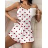 Ekouaer Womens Cami Pajama Sets 2 Piece Cute Print Pjs Soft Tank Top & Elastic Waist Shorts Camisole Lounge Set(Red Heart)