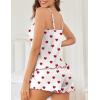 Ekouaer Womens Cami Pajama Sets 2 Piece Cute Print Pjs Soft Tank Top & Elastic Waist Shorts Camisole Lounge Set(Red Heart)