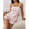 Ekouaer Womens Cami Pajama Sets 2 Piece Cute Print Pjs Soft Tank Top & Elastic Waist Shorts Camisole Lounge Set(Strawberry)