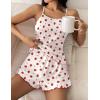 Ekouaer Womens Cami Pajama Sets 2 Piece Cute Print Pjs Soft Tank Top & Elastic Waist Shorts Camisole Lounge Set(Strawberry)