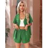 Ekouaer Womens Hawaiian 2 Piece Outfit Short Sleeve Button Down Shirt and Shorts Tracksuit Lounge Set(Green)