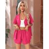 Ekouaer Womens Hawaiian 2 Piece Outfit Short Sleeve Button Down Shirt and Shorts Tracksuit Lounge Set(Hot Pink)