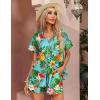 Ekouaer Womens Hawaiian 2 Piece Outfit Short Sleeve Button Down Shirt and Shorts Tracksuit Lounge Set(Pineapple Turquoise)
