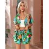 Ekouaer Womens Hawaiian 2 Piece Outfit Short Sleeve Button Down Shirt and Shorts Tracksuit Lounge Set(Pineapple Turquoise)
