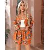 Ekouaer Womens Hawaiian 2 Piece Outfit Short Sleeve Button Down Shirt and Shorts Tracksuit Lounge Set(Tropical Orange)