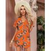 Ekouaer Womens Hawaiian 2 Piece Outfit Short Sleeve Button Down Shirt and Shorts Tracksuit Lounge Set(Tropical Orange)