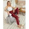 Ekouaer Womens Jogger Pajamas Pants Comfy Long Lounge Bottom,Drawstring Elastic Waist Sleep Pants with Pockets(A-red Plaid)