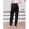 Ekouaer Womens Jogger Pajamas Pants Comfy Long Lounge Bottom,Drawstring Elastic Waist Sleep Pants with Pockets(Black)