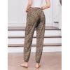 Ekouaer Womens Jogger Pajamas Pants Comfy Long Lounge Bottom,Drawstring Elastic Waist Sleep Pants with Pockets(Brown Black Leopard)